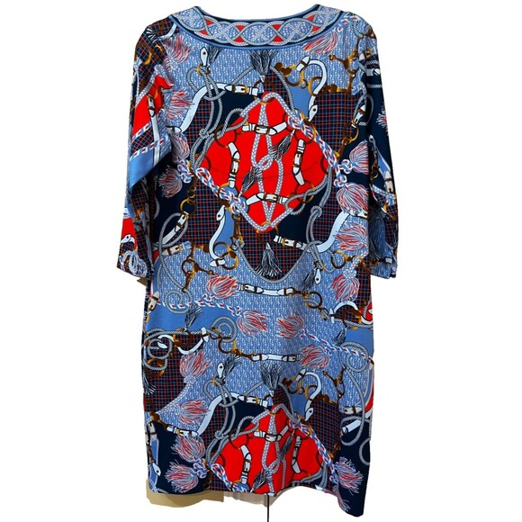 Gretchen Scott Jersey Bordertown Ditto Dress Imari Equestrian Scarf Nautical M - Picture 5 of 7